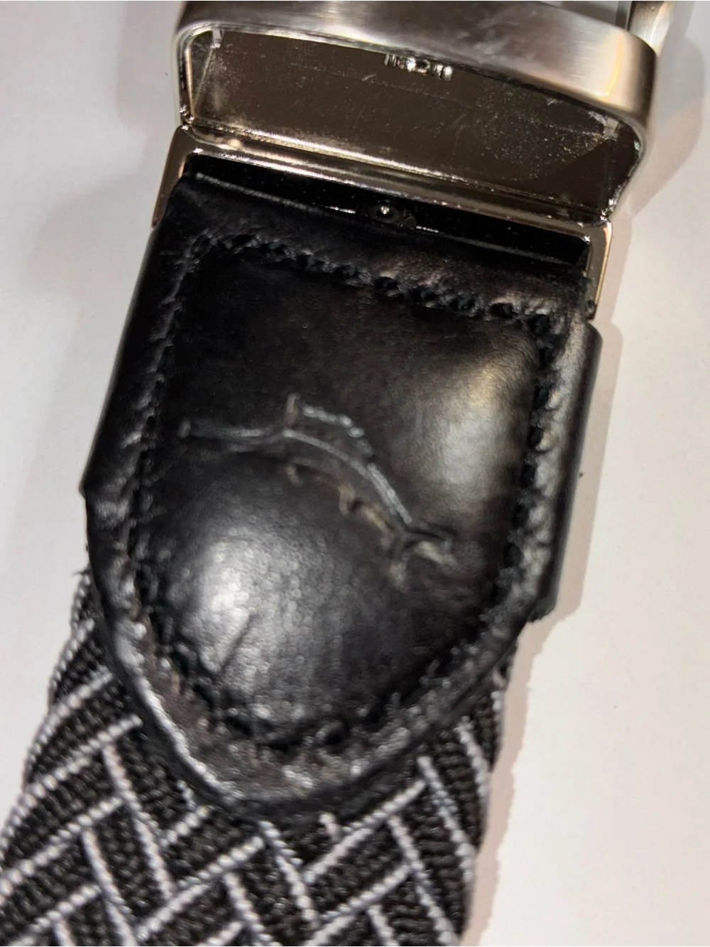 Tommy Bahama Black and White Braided Elastic Belt with Silver Buckle